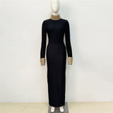 New Fashion Diamond-Studded Nail-Peared Long-Sleeved Banded Dress Sexy Dew Party Party Dress Dress 68HZ