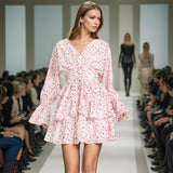 French Elegant Fashion Women's Clothing Spring 2025 New V-Shaped Collar Horn Long Sleeve High-Waisted Belt Short Skirt 68HZ