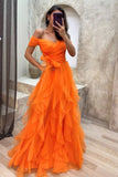 Purple elegant fashion A-line long layered ruffled tulle ball gown evening dress party dress HZ1023