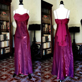 Fuchsia retro fashion elegant spaghetti strap long chiffon ball gown, evening dress, party dress HZ1023