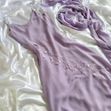 Purple Gorgeous Vintage Fashion Elegant Exquisite Floral Beading Spaghetti Strap Long Chiffon Ball Gown Evening Dress Birthday Party Dress Prom Dress HZ1023