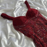 Red gorgeous luxury elegant exquisite beading shiny vintage fashion long elegant tulle ball gown evening dress birthday party dress prom dress HZ1023