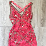 Pink Stunning Vintage Flowing Elegant Delicate Beaded Open Back Long Floor Length Mermaid Style Skirt Satin Ball Gown Evening Gown Birthday Party Gown Prom Gown HZ1023