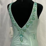 Green vintage fashion exquisite beaded fairy dress asymmetrical hem long Chiffon ball gown evening dress party dress prom dress HZ1023