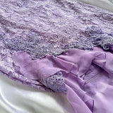 Purple Delicate Lace Slim Fit Long Ball Gown Elegant Party Dress Evening Gown HZ1023