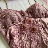 Pink Purple Retro Fashion Beautiful Dreamy Exquisite Floral Beaded Spaghetti Straps Short Mid-Length satin Prom Dress Evening Party Dress Prom Dress Homecoming Dress HZ1023