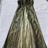 Gold Vintage Fashion Square Neck High Waist Exquisite Floral Beaded Long Short Sleeve Tulle Satin Fairy Regency Ball Gown Prom Dress Evening Dress Birthday Party Dress HZ1023