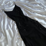 Black gorgeous exquisite elegant beaded long chiffon ruffled ball gown, evening dress, party dress HZ1023