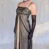 Black gold vintage fashion exquisite embroidery floral beaded long tulle satin ball gown birthday party dress evening dress prom dress HZ1023