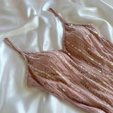 ??? Blush Pink Sakura Luxurious Gorgeous Fairytale Fantasy Retro Fashion Exquisite Beaded Sequin 3D Applique Long Elegant Flowing Chiffon Ball Gown Evening Gown Party Dress Prom Gown HZ1023