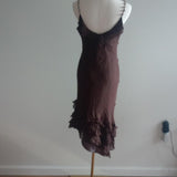 Brown Fashion Elegant Pink Delicate Floral Beading Spaghetti Straps Long Elegant Chiffon Ruffles prom dress Evening Dress Party Dress HZ1023