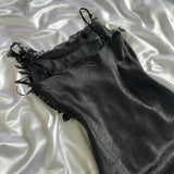 ????Black Vintage Glam Rock Unique Fashion Beautiful Elegant Exquisite Gold Stud Beads Long Satin Ball Gown Evening Gown Birthday Party Dress Prom Dark Fairy/Black Swan HZ1023