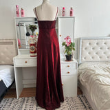 Burgundy Vintage Shiny Fashion Stunning Elegant Long Chiffon Tulle Cute Sweet Prom Dress Evening Gown Birthday Party Dress Prom Dress Graduation Dress HZ1023
