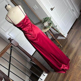 Red Retro Fashion Elegant Exquisite Rhinestone Long Slim Fit Ruffled Spaghetti Straps Ball Gown Evening Gown Party Dress Prom Gown HZ1023