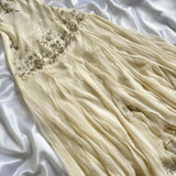 Ivory Shiny Fashion Elegant Beautiful Exquisite Beaded Long Chiffon Handmade Customized Ball Gown Evening Dress Party Dress Prom Dress HZ1023