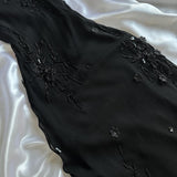 Black gorgeous exquisite elegant beaded long chiffon ruffled ball gown, evening dress, party dress HZ1023