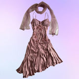 Pink Purple Retro Fashion Beautiful Dreamy Exquisite Floral Beaded Spaghetti Straps Short Mid-Length satin Prom Dress Evening Party Dress Prom Dress Homecoming Dress HZ1023