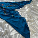 Indigo Gorgeous Flowing Vintage Beautiful Elegant Delicate Floral Beaded Spaghetti Straps Long Chiffon Tulle Ball Gown Evening Gown Party Dress Prom Gown HZ1023