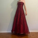 Burgundy Elegant Vintage Fashion Exquisite Beaded Long Tulle Ball Gown Evening Dress Party Dress Prom Dress HZ1023