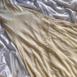 Ivory shiny fashion classy pretty exquisite beaded long chiffon floor-length handmade custom ball gown evening dress party dress prom dress HZ1023