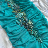 Turquoise Stunning Vintage Gorgeous Exquisite Floral Beaded Straps Long Chiffon Ball Gown Evening Dress Party Dress Prom Dress HZ1023