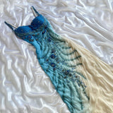 Blue gorgeous beautiful stylish unique elegant exquisite floral beading long chiffon ball gown evening dress party dress HZ1023