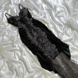 Black Silver Glitter Gorgeous Vintage Corset Dress Lace Straps Lace Trimmed Long Satin Tulle Ball Gown Evening Gown Party Dress Prom Dress HZ1023