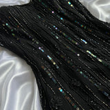 Black shiny elegant spaghetti strap sequined long ball gown prom dress evening dress party dress HZ1023