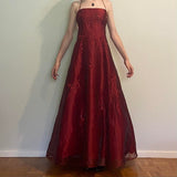Burgundy Elegant Vintage Fashion Exquisite Beaded Long Tulle Ball Gown Evening Dress Party Dress Prom Dress HZ1023