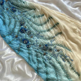 Blue gorgeous beautiful stylish unique elegant exquisite floral beading long chiffon ball gown evening dress party dress HZ1023