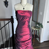 Fuchsia Vintage Fashion Stunning Elegant Exquisite Beaded Long Satin Formal Prom Dress Evening Dress Birthday Party Dress Ball Gown Graduation Dress HZ1023