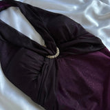 Charming Deep Purple Shiny Fashion Elegant Strap Long Chiffon prom dress Evening Dress Party Dress HZ1023