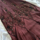 Red brown gorgeous beautiful elegant exquisite floral beading spaghetti straps long chiffon tulle ball gown evening gown party dress prom dress HZ1023