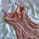 ??? Blush Pink Sakura Luxurious Gorgeous Fairytale Fantasy Retro Fashion Exquisite Beaded Sequin 3D Applique Long Elegant Flowing Chiffon Ball Gown Evening Gown Party Dress Prom Gown HZ1023