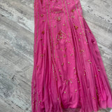 Stunning Rare Hot Pink Vintage Fashion Elegant Delicate Floral Sequin Long Chiffon Sequin Ball Gown Evening Dress Birthday Party Dress Fairy Dress Homecoming Dress Wedding Guest Dress Prom Dress HZ1023