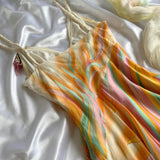 Fantasy Orange Rainbow Elegant Exquisite Beading Long Chiffon Ball Gown Evening Dress Party Dress Prom Dress HZ1023