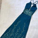 Beautiful Stunning Rare Teal Exquisite Beading Long Chiffon Ball Gown Evening Dress Prom Dress Birthday Party Dress HZ1023