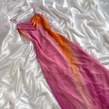 Gradient Pink Orange Retro Fashion Glitter Long Chiffon Ball Gown Evening Gown Party Dress Prom Gown HZ1023