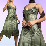 ??? Dark Purple/Green Shiny Beautiful Vintage Gorgeous Fashion Elegant Delicate Gold Beaded Midi/Short Chiffon Flowing Homecoming Dress Prom Dress Evening Dress Birthday Wedding Guest Party Dress Prom Dress HZ1023