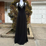 Black Vintage Fashion Stunning Elegant Exquisite Open Back Beaded Long Satin Formal Gothic Ball Gown Evening Gown Birthday Party Gown Prom Gown Graduation Gown HZ1023