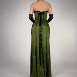 Green Fashion Retro Elegant Exquisite Floral Corset Long Chiffon Tulle Ball Gown Evening Dress Party Dress Prom Dress HZ1023