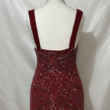 Red gorgeous luxury elegant exquisite beading shiny vintage fashion long elegant tulle ball gown evening dress birthday party dress prom dress HZ1023