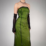 Green Fashion Retro Elegant Exquisite Floral Corset Long Chiffon Tulle Ball Gown Evening Dress Party Dress Prom Dress HZ1023