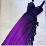 Purple Shiny Fashion Gradient Elegant Long Chiffon Ball Gown Evening Dress Birthday Party Dress Fairy Dress Homecoming Dress Wedding Guest Dress Prom Dress HZ1023