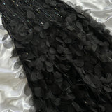 Black shiny elegant spaghetti strap sequined long ball gown prom dress evening dress party dress HZ1023