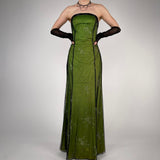 Green Fashion Retro Elegant Exquisite Floral Corset Long Chiffon Tulle Ball Gown Evening Dress Party Dress Prom Dress HZ1023