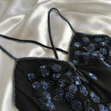 Black gorgeous shiny beautiful stylish unique elegant exquisite blue floral beading long chiffon ball gown evening dress party dress HZ1023