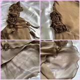 ??Brown Stunning Retro Unique Fashion Beautiful Elegant Exquisite Floral Long Ruffle Neckline Low Back Design Chiffon Ball Gown Evening Gown Birthday Party Gown Prom Gown HZ1023