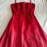 Red Pink Gradient Retro Shiny Fashion Stunning Elegant Delicate Floral Beaded Backless Lace Up Long Tulle Formal Prom Dress Evening Gown Birthday Party Gown Prom Gown Graduation Gown HZ1023