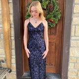 Purple Elegant Exquisite Floral Spaghetti Strap Long Chiffon Ball Gown Evening Dress Party Dress Prom Dress HZ1023